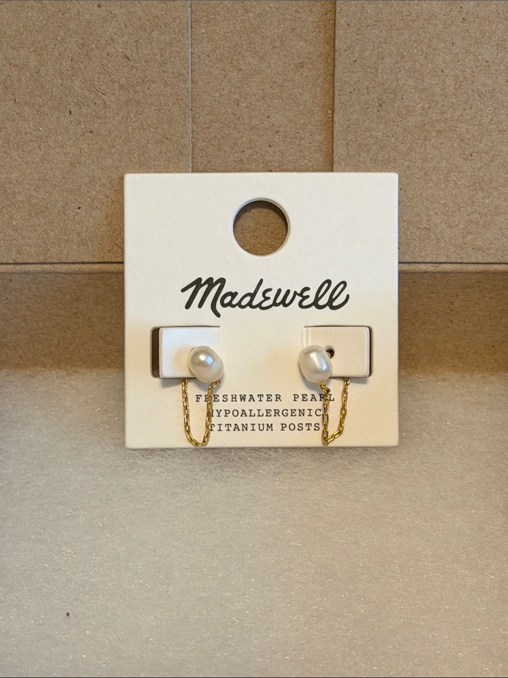 Madewell Gold Chain Freshwater Pearl Drop Earrings - Cream Pearls